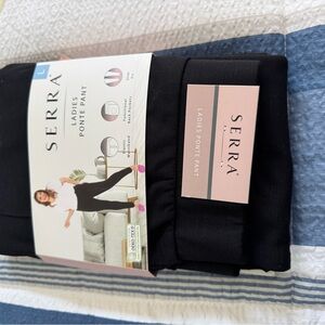 Serra Ladies Ponte Pant with Elastic Waistband. 2 pairs. Black and grey